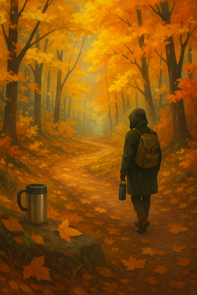 Promenade automnale sous les arbres colorés en Lorraine